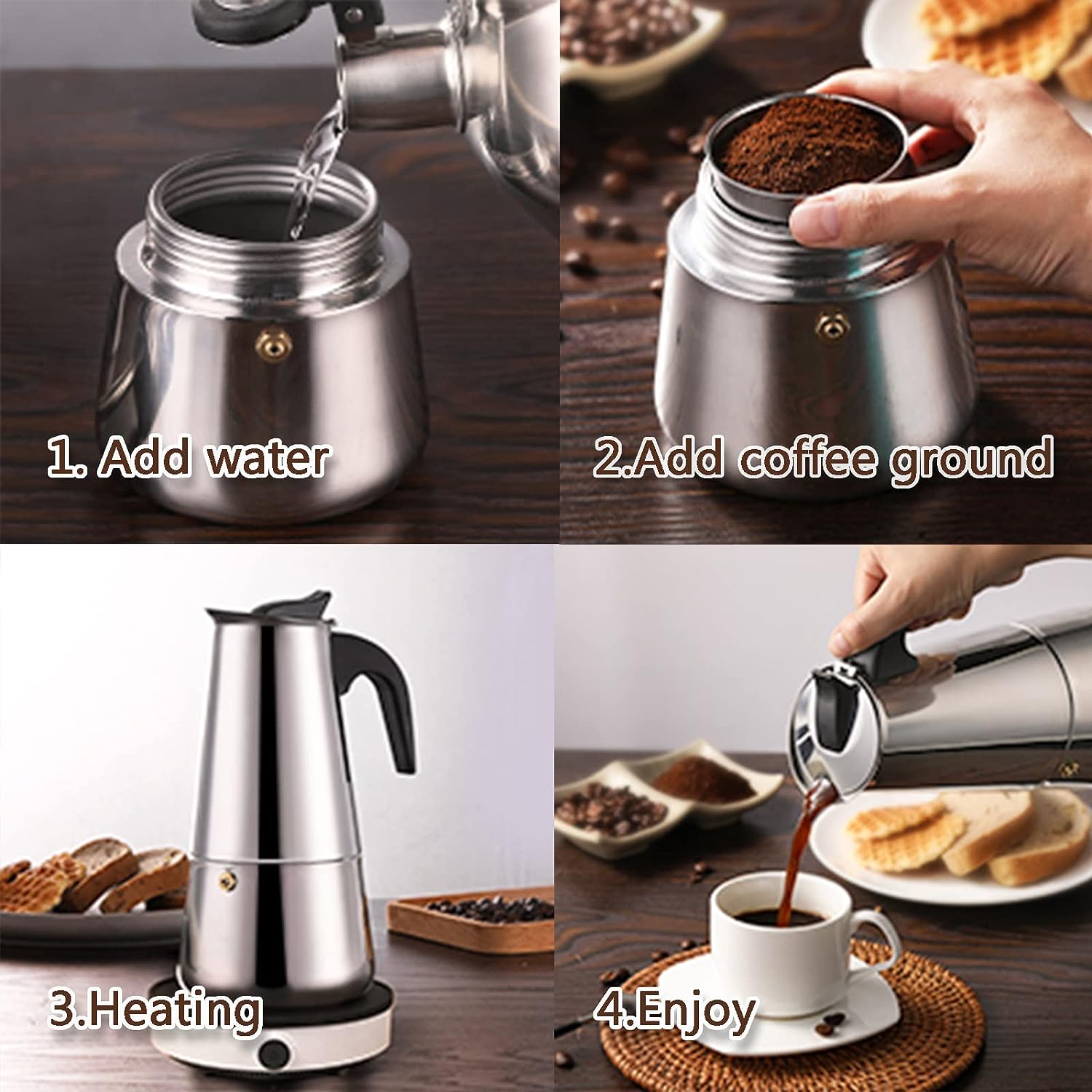 4/6/9 Cups Moka Pot Caffe Mach - огляд і ціна Coffee Equipment For Sale