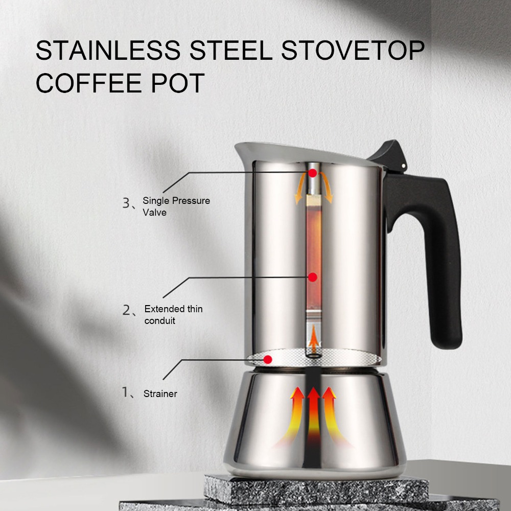Stainless Steel Moka Pot Large - огляд і ціна Hero Coffee Equipment